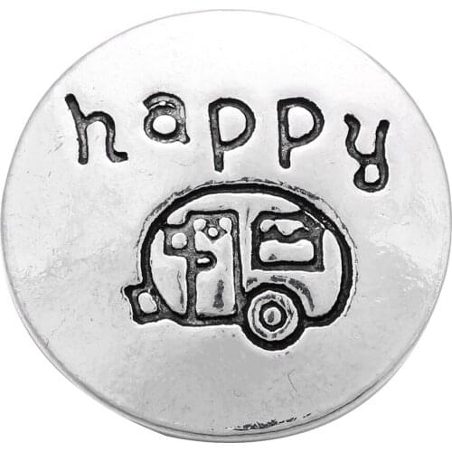 10pcs/lot New Snap Jewelry Metal Happy Car Snap Buttons Fit 18mm Snap Bracelet Leather Bracelet Button Jewelry