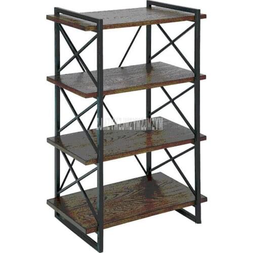 85*140cm 4 Layer Solid Wood Board Iron Art Frame Living Room Home Book Goods Storage Rack Organizer BookShelf Decorative Shelf