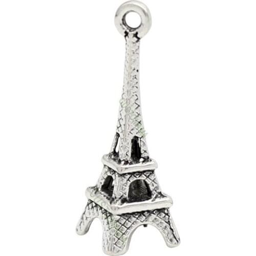 80pcs-- Antique Tibetan Silver 3D Eiffel Tower Charms Pendant, DIY For Bracelet Necklace 26x9mm