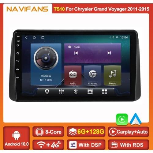 2 Din Android 11 Carplay Auto Car Radio for Chrysler Grand Voyager 5 2011-2015 for Dodge Grand Caravan 2008-2020 GPS Navi Stereo
