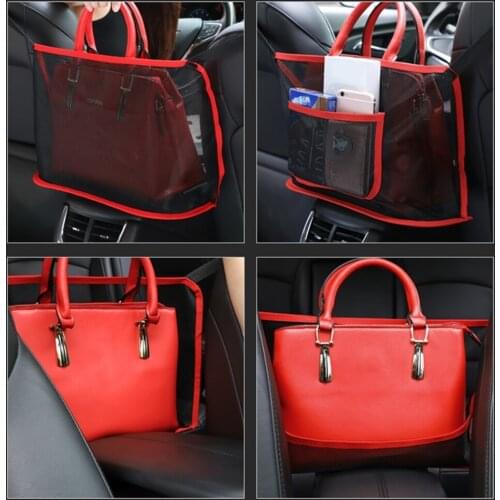 Car net pocket handbag holder universal multifunctional car storage bag seat side storage mesh net bag for auto parts