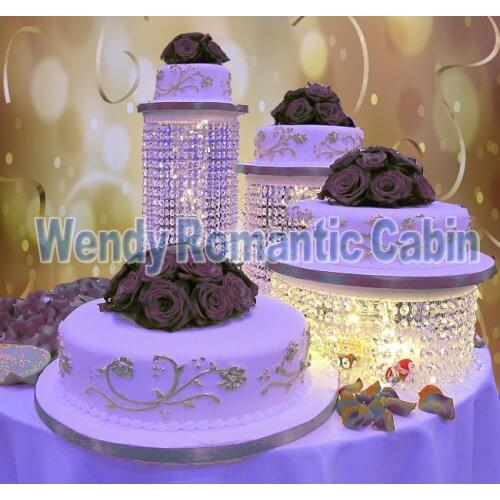 Free shipping Wedding Party supplies circle clear crystal centerpiece 3pcs/set Paty cake holders Party Crystal Cake Stand