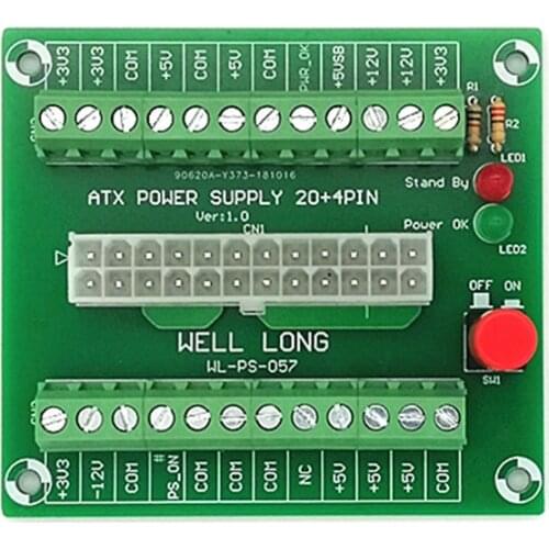24/20-pin ATX DC Power Supply Breakout Board Module 24Pin ATX to terminal block