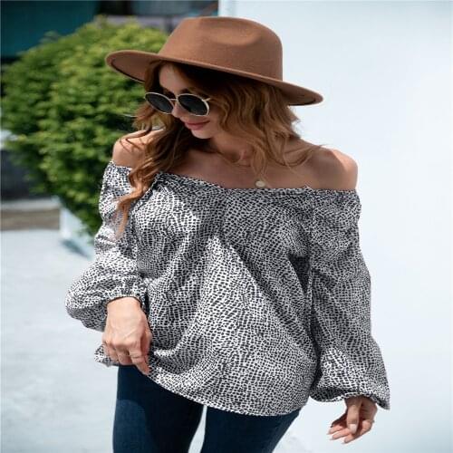 Womens Blouses Autumn Dot Print Shirt V-Neck Lantern Sleeve Blouse Womens Clothing 2021 Casual Spring Loose Blusas Femme Tops