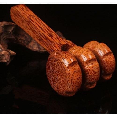 New Large Coconut wood Handheld three wheels Wooden Massager body Back massage Relax pressure relieve fatigue Health care tool