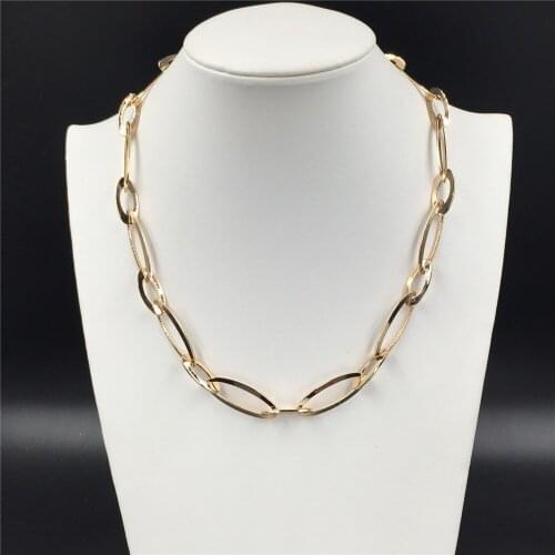 Fashion Gold Color Big Buckle Chain Choker Necklace Collar Statement Necklace Clavicle for Women Jewelry
