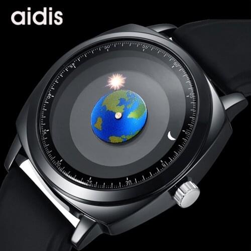 Fashion Personality Rotation Earth Quartz Men Watch Creative Unique Silicone Strap Sport Watches for Men Relogio Masculino
