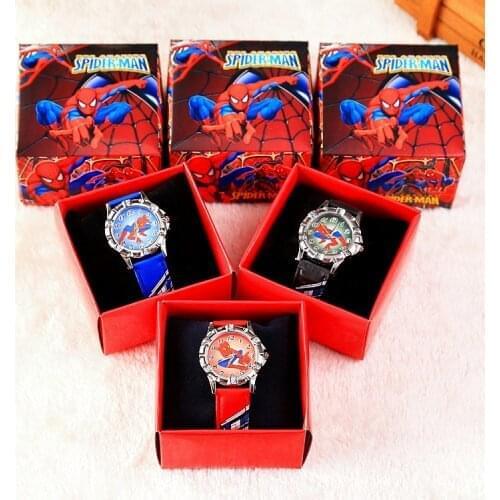 Disney spiderman marvel silicone watch kids quartz wrist cartoon Figure boys girls watch gifts toys with Box