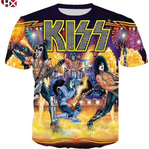 New Summer Clothing Metal Rock KISS Band T Shirt Men/women 3D Print T Shirts Short Sleeve Hip Hop Streetwear Tops S363