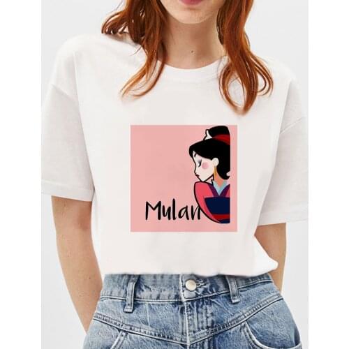Disney T Shirt Disney Princess Chinese Warrior Mulan Printed Girls Tshirts Harajuku Woman Summer Short Sleeve T-shirts Tee Tops