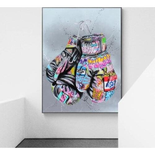 Graffiti Canvas Art Posters and Prints on The Wall Painting Street Wall Art Boxing Gloves Picture for Living Room Home Decor