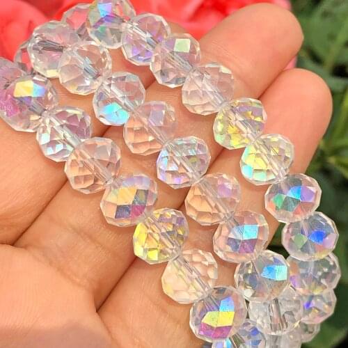Faceted Rondelle AB Clear Multicolor Austria Crystal Glass Beads Loose Spacer Beads For Jewelry Making Diy Bracelet 3/4/6/8/10MM
