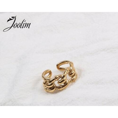 Joolim High End 18K Gold PVD Entry Lux Knot Personality Opening Rings for Women Stainless Steel Jewelry Wholesale