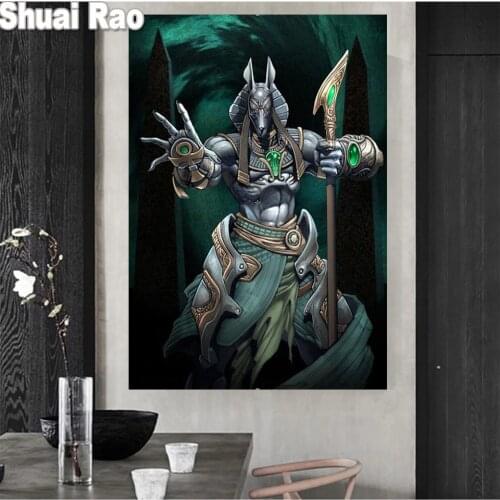 Full Square Diamond Painting Anubis Egypt God Diamond Embroidery Round Diamant Painting DIY Mosaic Men Gift Home Decor