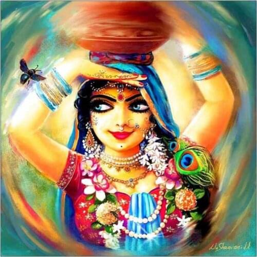Paintings Krishna DIY Crystal full drill square 5D diamond painting 3D cross stitch kit mosaic rhinestone Portrait Rhinestones