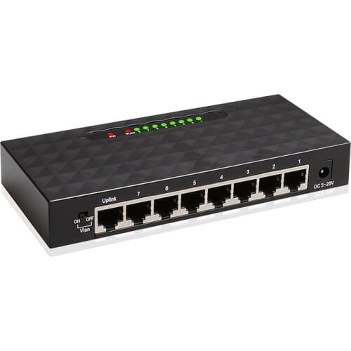 8 Ports 10/ 100 /1000 Mbps Gigabit Ethernet Network Switch High Performance VLAN Ethernet Smart Switch Adapter Chip RTL8370N