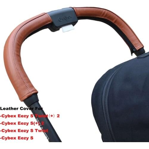 Leather Handle Cover Compatible with Cybex Eezy S Twist (+) 2/Eezy S 2 Stroller Pram Sleeve Case Cover Stroller Accessories