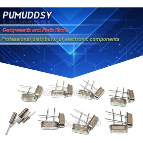 200PCS 4Mhz 6Mhz 8Mhz 12Mhz 16Mhz 20Mhz 24Mhz 32.768K 2*6 32.768K 3*8 Quartz Crystal Resonator Passive Oscillator HC 49S