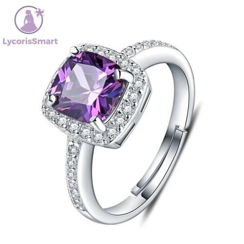 LycorisSmart high quality 925 Sliver purple Color CZ adjustable Ring for woman jewelry