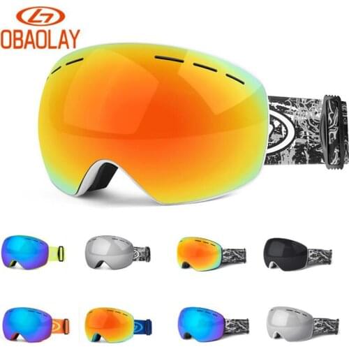 OBAOLAY Ski Goggles Double Layers UV400 Anti-fog Big Ski Mask Glasses Skiing Snow Glasses Men Women Snowboard Eyewear Goggles