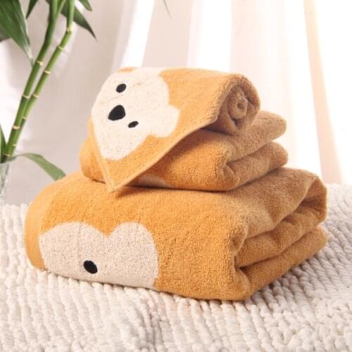 Lovely Carton Towel Set 100% Cotton 3Pcs Set Bath + Face + Hand Towels Super Soft Children Towels Home School Use Home Textile