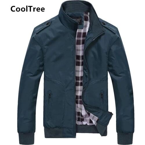 CoolTree Men Casual Jackets Spring Autumn Solid Color Stand Collar Coats Male Slim Fit Zipper Bomber Jackets Brand Clothing 7XL