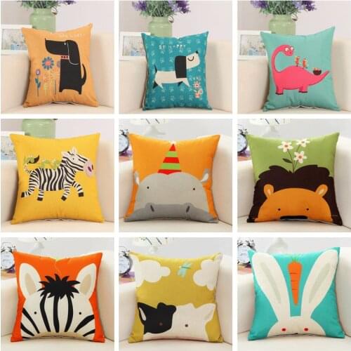 Cartoon White Rabbit Bear Print Pillowcase Living Room Decor Pillow 45x45cm Cushion Cover Throw Pillow Cute Children Gift