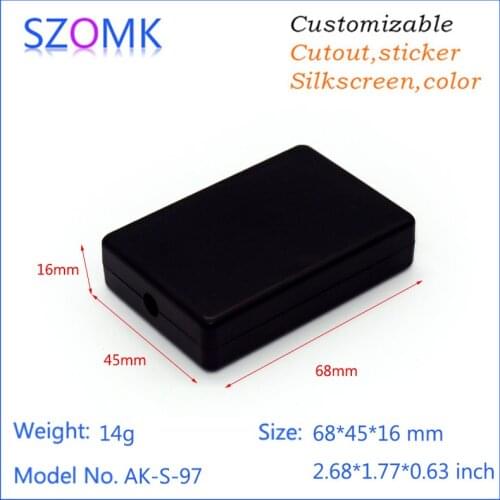 2 pcs, 68*45*16mm plastic new electronics box black gps tracker control box plastic enclosure for electronic project pcb box