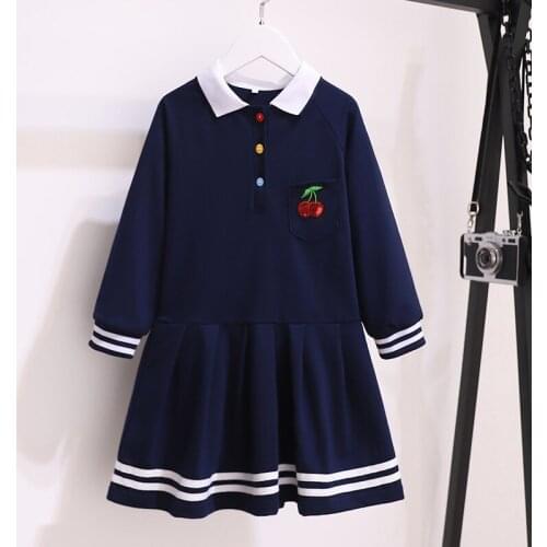 Baby Girls Dress Spring & Autumn Preppy Style Dresses for Girls Long Sleeve Vestidos Casual Kids Clothes for 6 8 10 12 14 Years