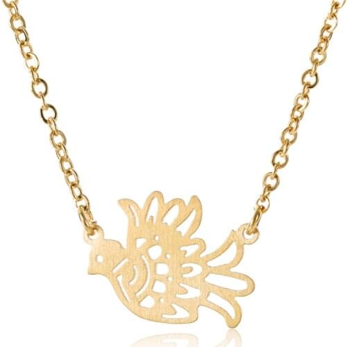 Simple Necklace 2016 for Women Stainless Steel s Gold & Silver color Dainty Phoenix Charms Bird Necklace NL2637