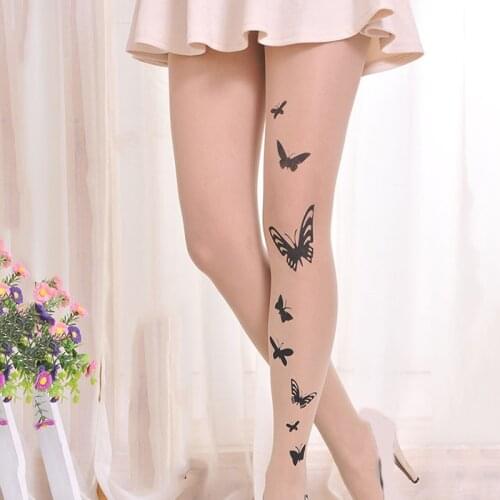 Camouflage Tattoo Cartoon Printing Silk Stockings Women Tights Cute Pattern Japan Thin Novelty Pantyhose Sexy Transparent