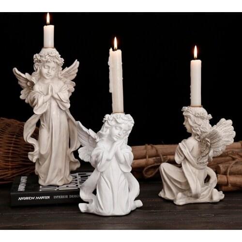 Nordic Vintage Angel Candelabra European Decor Classical Resin Character Candle Holder Wedding Centerpiece Dining Table Decor