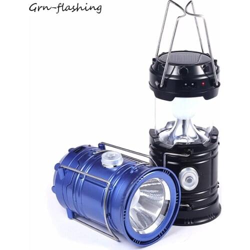 LED Solar Camping Lantern Outdoor Waterproof Portable Lamp Rechargeable Hiking Lanterns For Camping Fishing Blackout Emergency