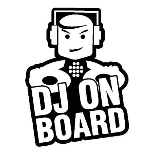 JuYouHui Exterior Accessories Decal Funny DJ ON BOARD Car Stickers Motorcycle Cover Scratches Waterproof KK Vinyl Decals