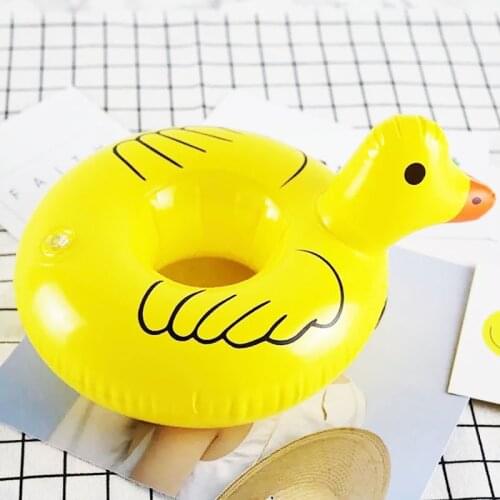 Yellow Duck Cartoon Inflatable Drink Beer Holder Pool Party Supply Float Accessories Kids Adults Bath Beach Toys Swimming Ring