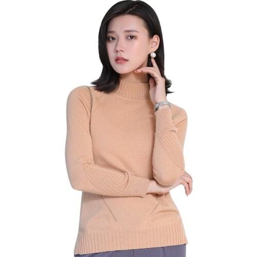 Beige cashmere sweaters women knitted turtleneck pull femme hiver oversized fashion autumn winter warm uppper undertakes