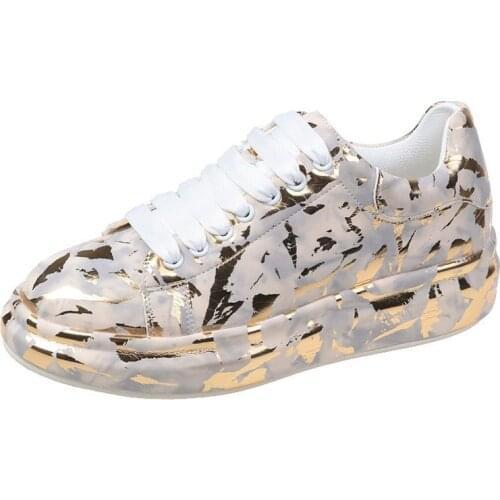 2021Summer Womens Sneakers PU Graffiti Painting Casual Shoes Thick Bottom Comfortable Breathable Fashion Female Shoes