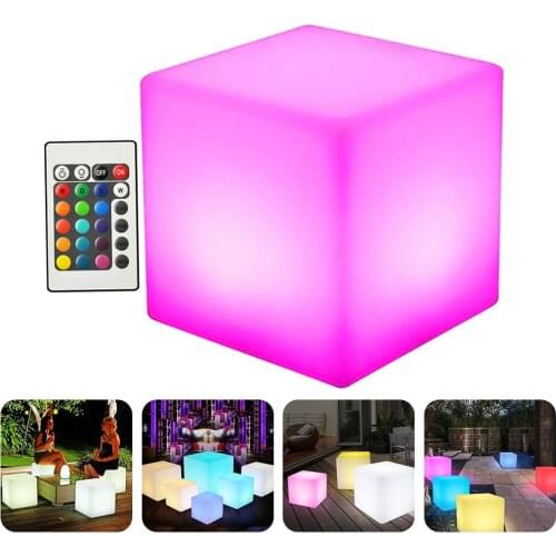 1pc 10cm LED Cube Light Outdoor Waterproof Remote Control Lamp (Assorted Color)
