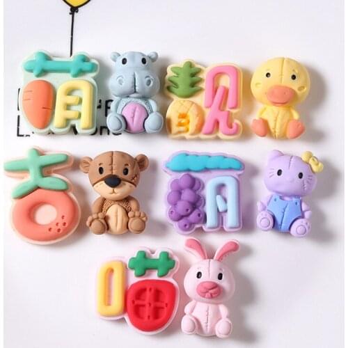 10/20Pcs Kawaii Cartoon Resin Fruit Letter Plate Flat Back Cabochons Scrapbooking DIY Jewelry Craft Decoration Accessories