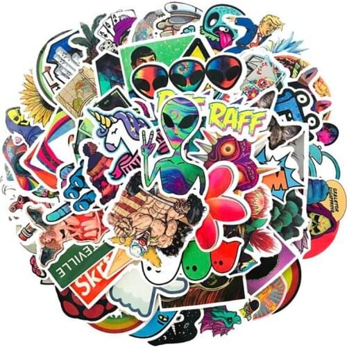 10/30/50PCS Cartoon Cute Animal Alien Flying Saucer Scooter Laptop Waterproof Guitar Sticker Graffiti Decoration Toy Wholesale