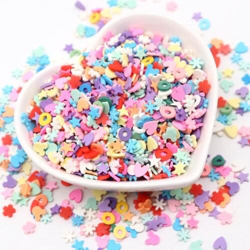 10g Slime Resin Light Clay Colorful Flower Star Heart Polymer Clay DIY Nail Art FillingCrafts Tiny Cute Plastic Mud Particles