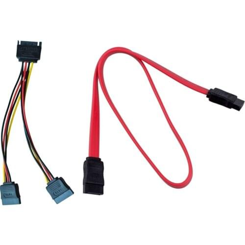 2 Pcs 6In SATA Power Y Splitter Cable Adapter - M/F With 50CM SATA Data Cable (Power+Data Cable)