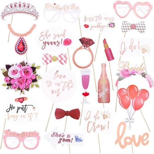 23pcs Bride To Be Photo Booth Props Mr Mrs Just Married Photoprop Baby Bridal Shower Hen Bachelor Wedding Party Decor Accessory