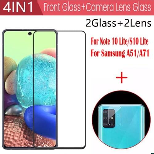 4-in-1 Camera + Tempered Glass For Samsung Galaxy A51 A71 Screen Protector Glass On Samsung Note 10 Lite S10 Lite protective