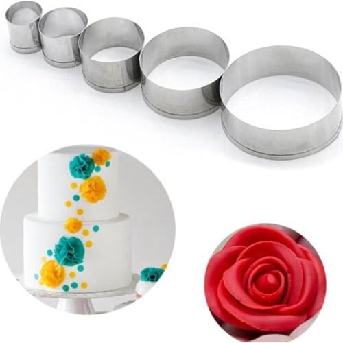 5pcs Cake Cookie Mould Cutter Round Circle Shape Stainless Steel Diy Fondant Mold Tools Kitchen Gadgets And Accessories Tool