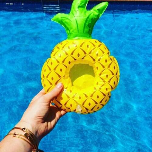 5 Styles Mini Fruit Shape Inflatable Water Swimming Pool Drink Cup Stand Holder Float Toy Coasters For Beverage Beer Bottle