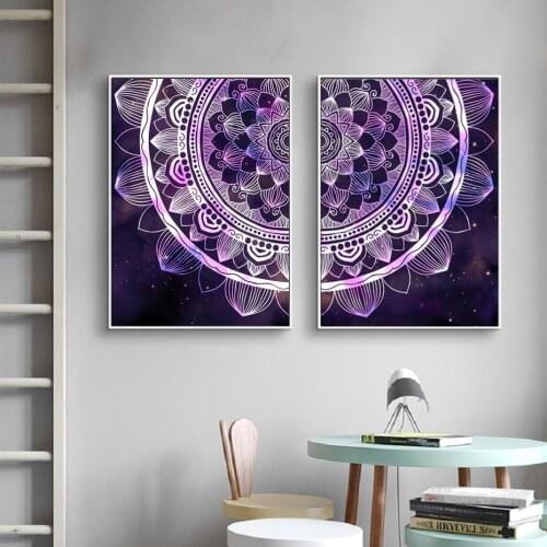 Abstract Art Mandala Purple Black Colorful Painting Bohemian Canvas Poster Wall Art Printing Picture Canvas Living Room Home Dec