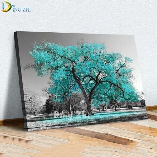 Diamond Embroidery Abstract Art Teal Turquoise Leaves Full Square Round Diamond Mosaic Diamond Painting Cross Stitch Wall Decor