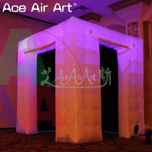 White outside black interior unique designed inflatable party photo booth,photo stall promotion cube for USA