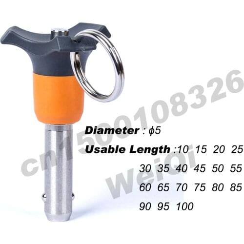 BLP 5 6 8 10 12 16 20 VCN120 Ball lock pins quick Release pins Plastic handle, Self locking ,Stainless steel pin